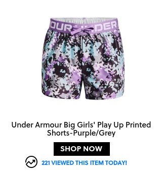 Under Armour Big Girls' Play Up Printed Shorts-Purple/Grey