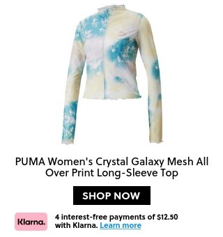  PUMA Women's Crystal Galaxy Mesh All Over Print Long-Sleeve Top
