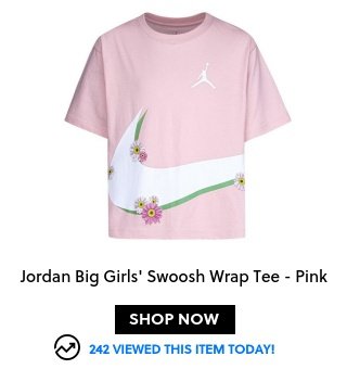  Jordan Big Girls' Swoosh Wrap Tee - Pink