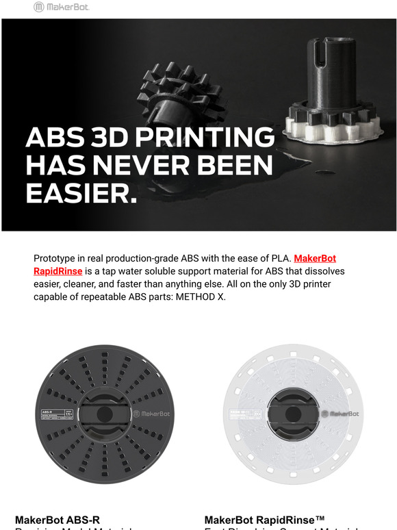Makerbot ABS 3D printing has never been easier METHOD X + ABS