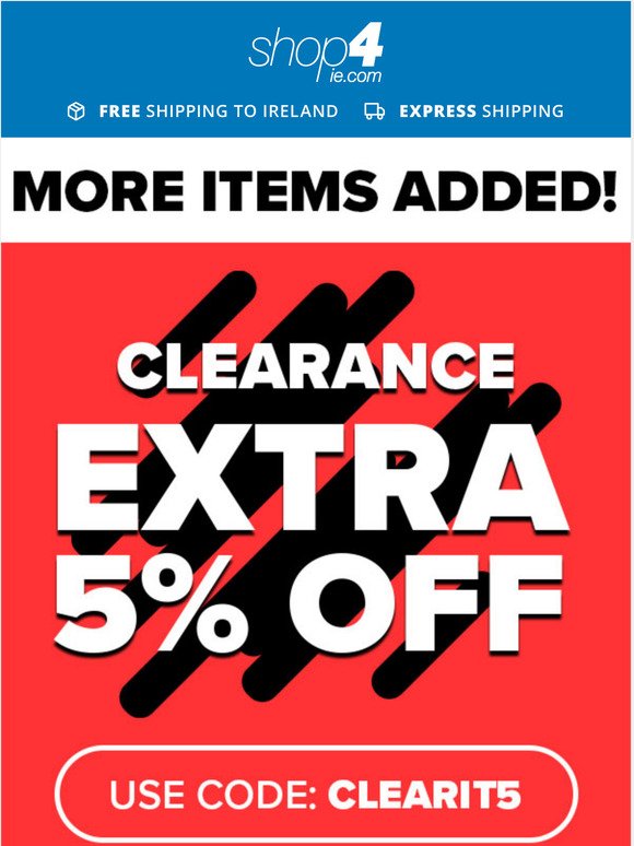  Extra 5% OFF Clearance!