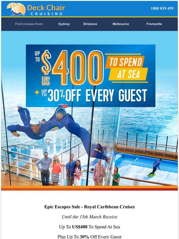 Deck Chair Cruising On Board Credits with Royal Caribbean Cruises Milled