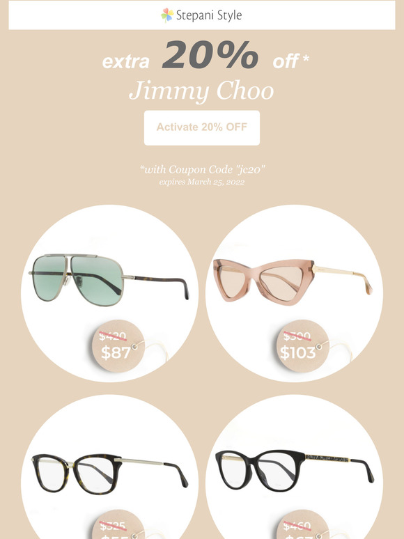Jimmy Choo Eyewear: Extra 20% Off New Arrivals and Best Sellers