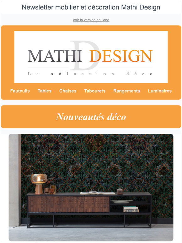 Nouveauts dco  - Newsletter Mathi Design mobilier et dcoration