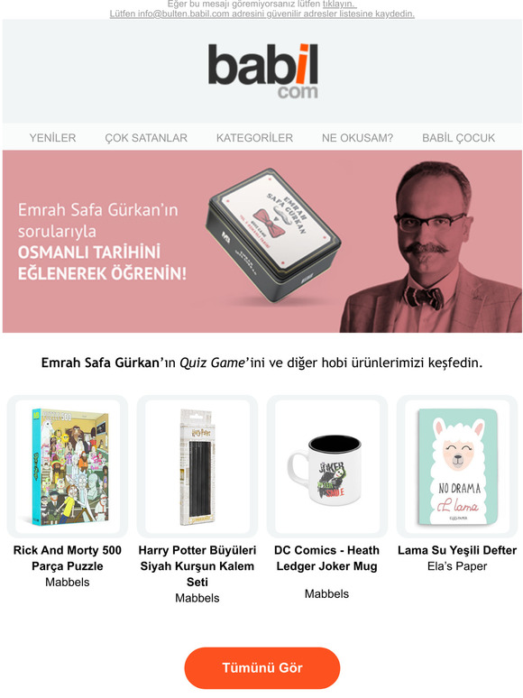 Emrah Safa Grkan'dan Osmanl Tarihi Quiz Game ve birok hobi rn Babil'de