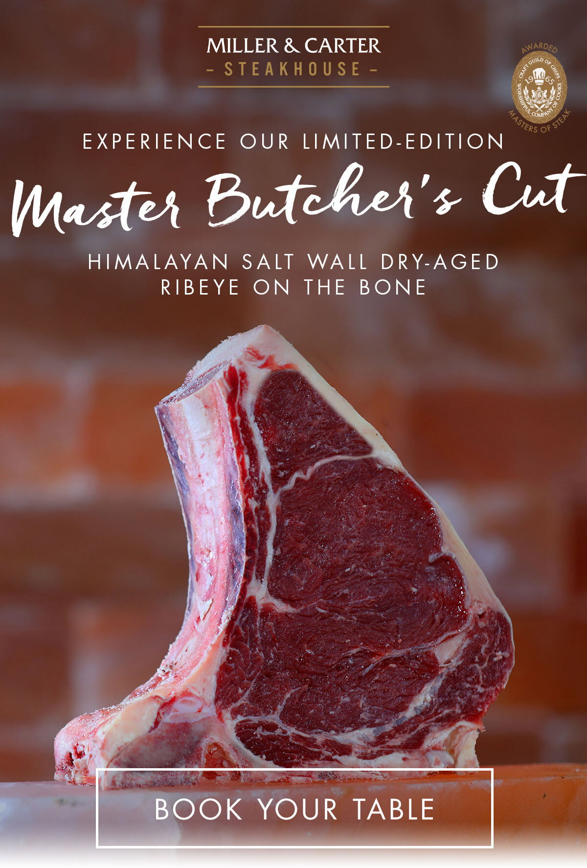 Book now to experience new depths of flavour with our new Himalayan Salt Wall Dry-Aged Ribeye on the Bone.