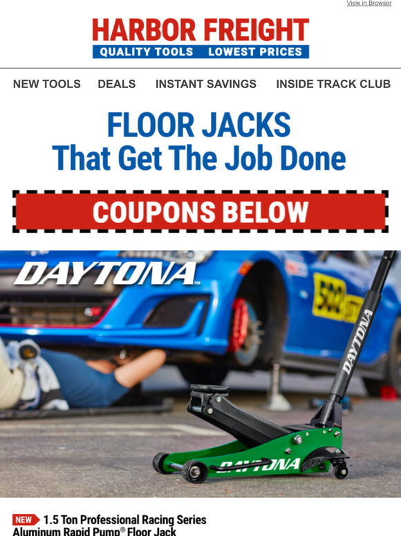 Harbor Freight Tools OPEN FOR COUPONS Floor Jacks to Get the Job Done Milled