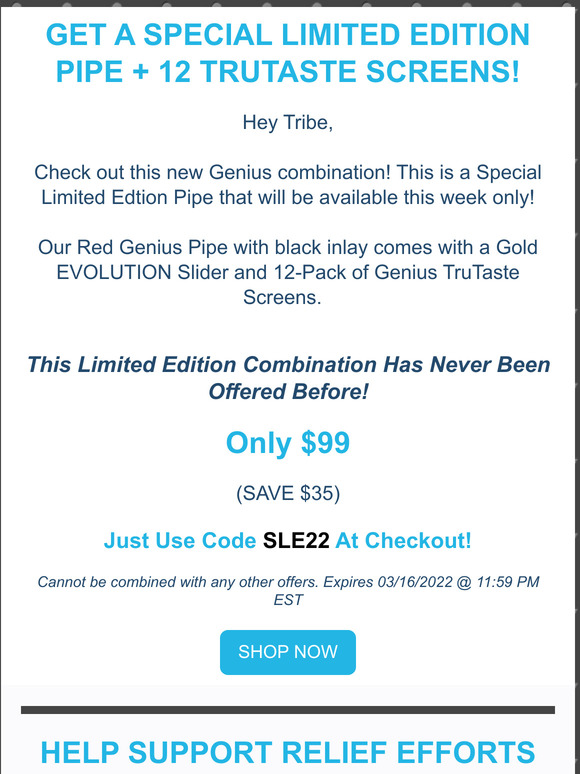 Genius Pipe Get A Special Limited Edition Pipe + 12 TruTaste Screens