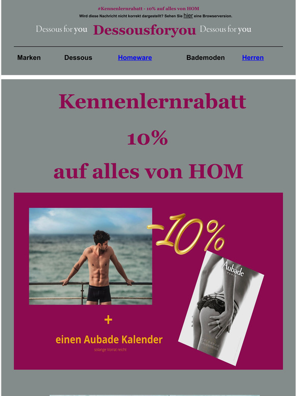 Kennenlernrabatt - 10% auf alles von HOM
