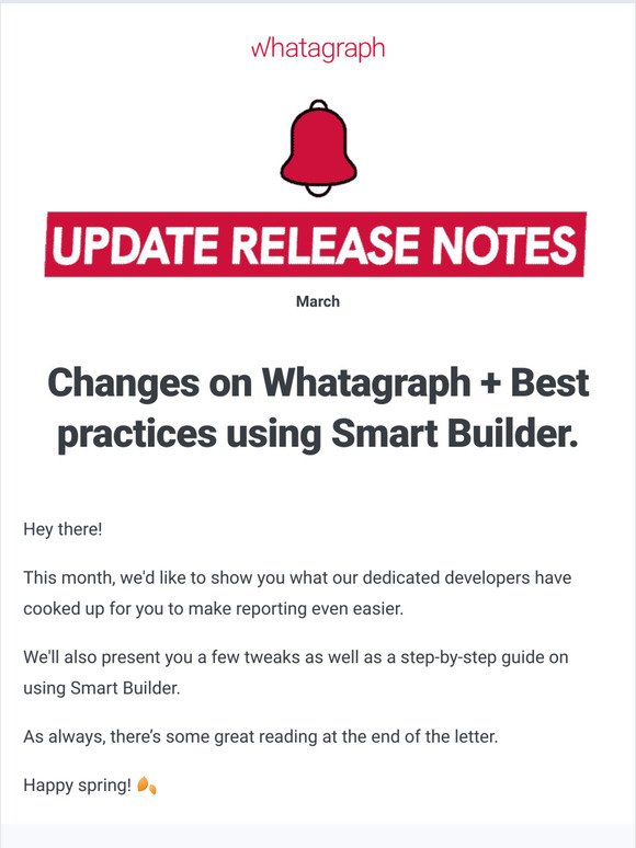 Changes on Whatagraph + Best practices using Smart Builder.