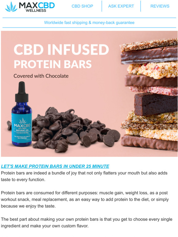 MaxCBD Wellness CBD Infused Protein Bars Milled