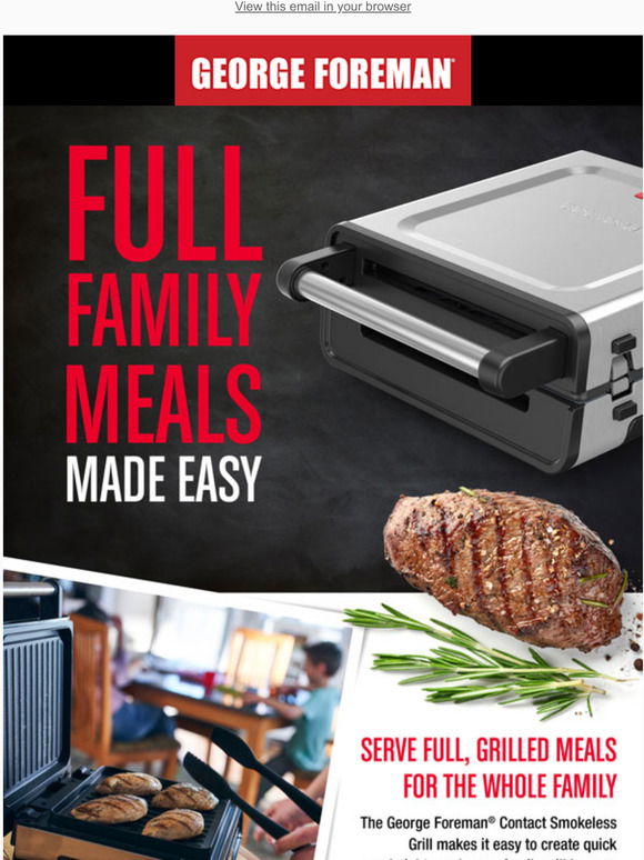 George Foreman Contact Smokeless - Ready Grill, Family Size (4-6 Servings),  GRS6090B-1