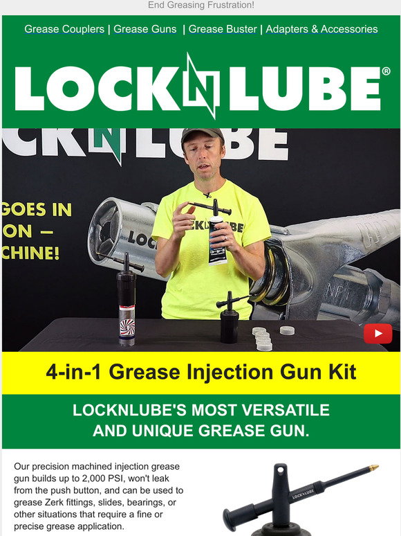 LockNLube: The LockNLube 4-In-1 Grease Injection Gun Kit | Milled
