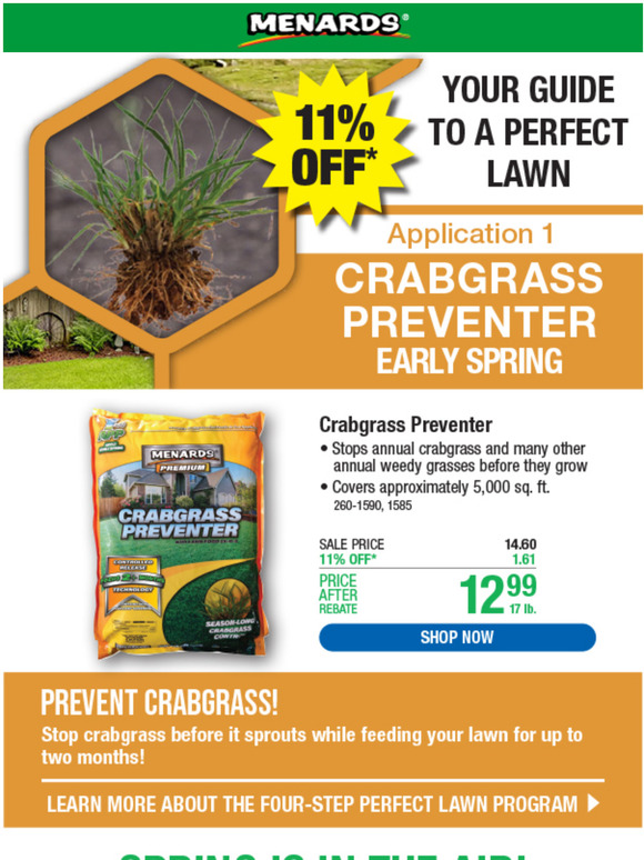 Menards Save 11* & Stop Crabgrass & Other Weeds Before They Start