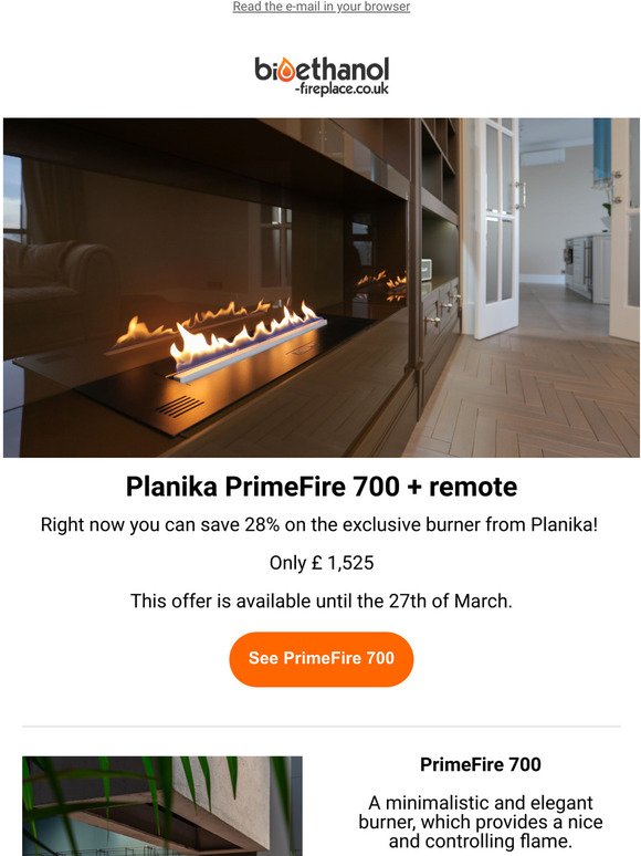 Save 28% on Planika's automatic burner: PrimeFire 700 with remote!