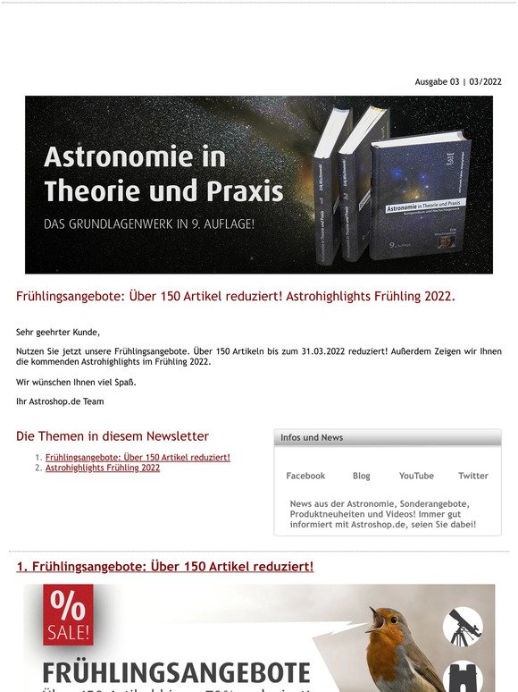 Astroshop.deNewsletter - Ausgabe 03 | 03/2022