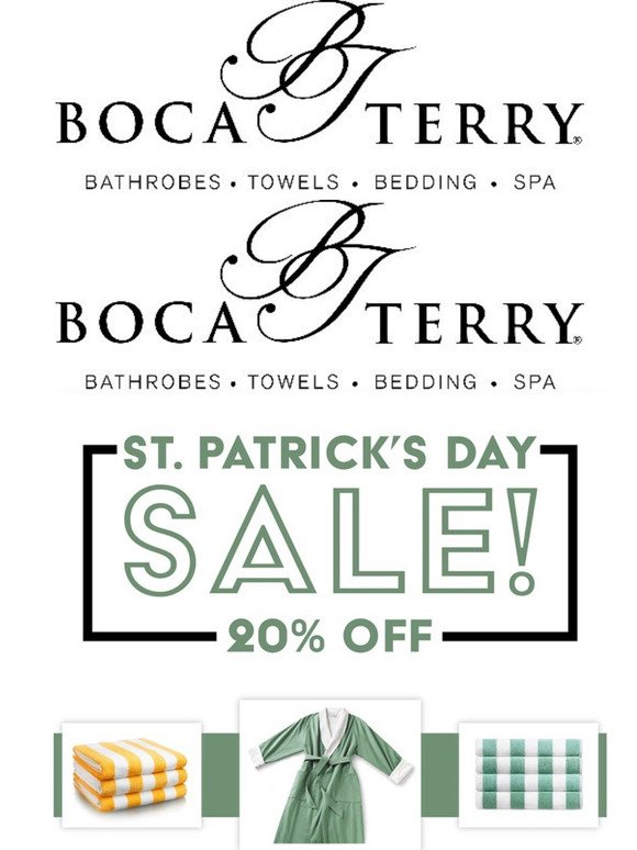 Don't Get Pinched with 20% off on St. Patty's Day!