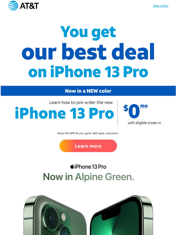 att New color iPhone 13 Pro. Preorder yours today! Milled