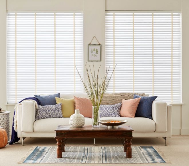 Hillarys venetian blinds in two living room windows