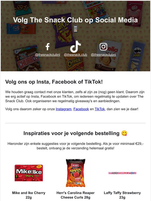 Volg The Snack Club op Sociale Media!