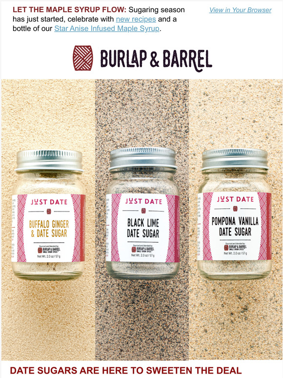 Burlap & Barrel Three *NEW* Spiced Date Sugars PLUS A Free Shipping