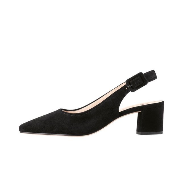3-10 4602 Eternally Chic Pointed Toe Slingback Shoes in Black Suede