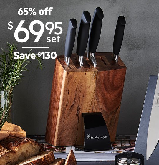 STANLEY ROGERS QUICKDRAW 6PC ACAIA KNIFE BLOCK