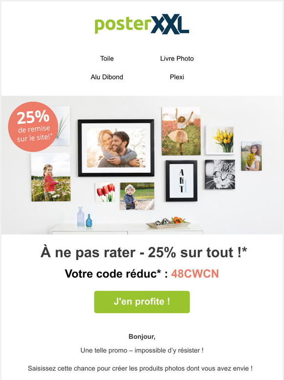 25% de remise sur le site!