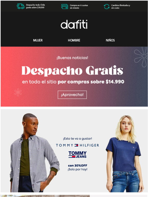 Dafiti: Despacho Gratis + Tommy Hilfiger con 30% OFF Solo por hoy! | Milled