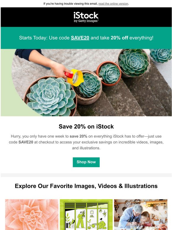  This Week Only: 20% Off Everything on iStock 