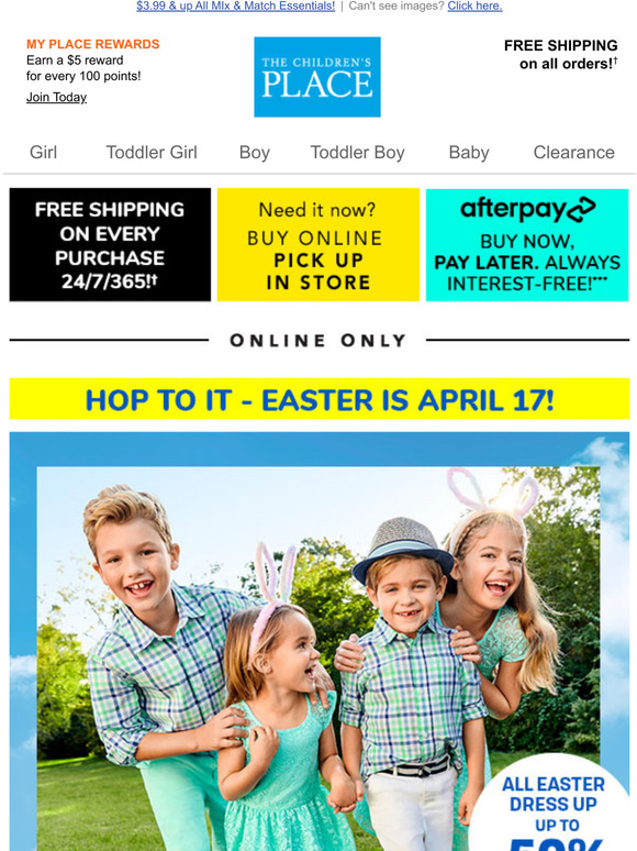 Children's Place EASTER SALES Alert! Up to 60 off SITEWIDE! Milled