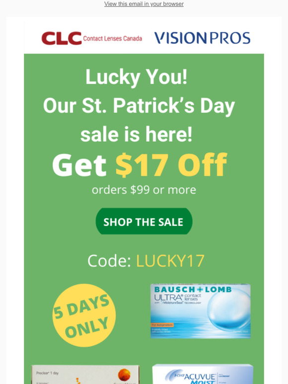 Lucky you! $17 OFF all contacts orders $99+