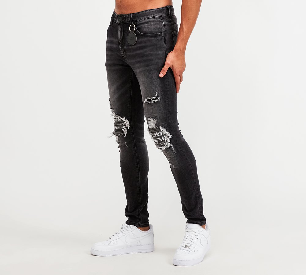 Amicci Milazzo Biker Panel Denim Jean Black