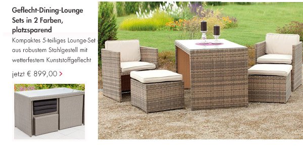 Geflecht-Dining-Lounge Sets in 2 Farben jetzt 598,00 Euro