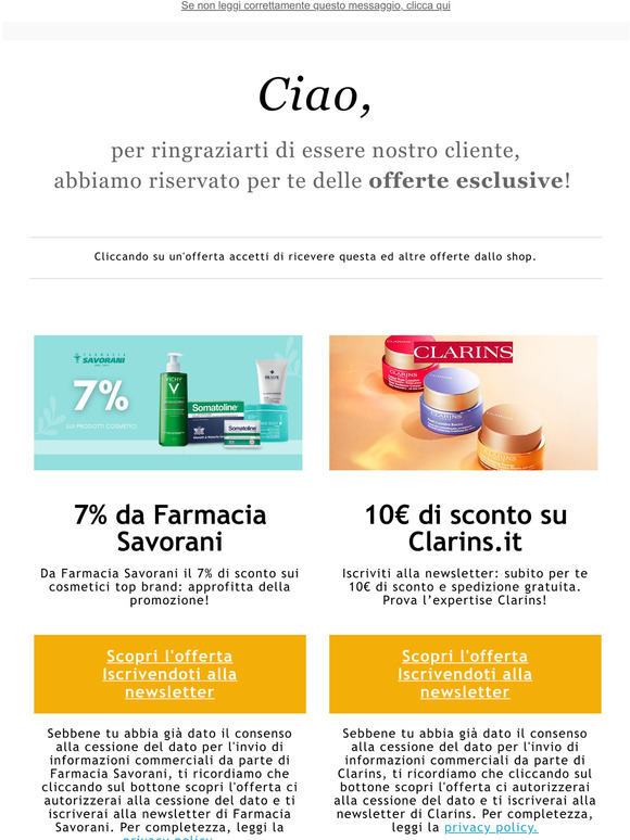 Grazie di esserci! C' uno sconto esclusivo per te!