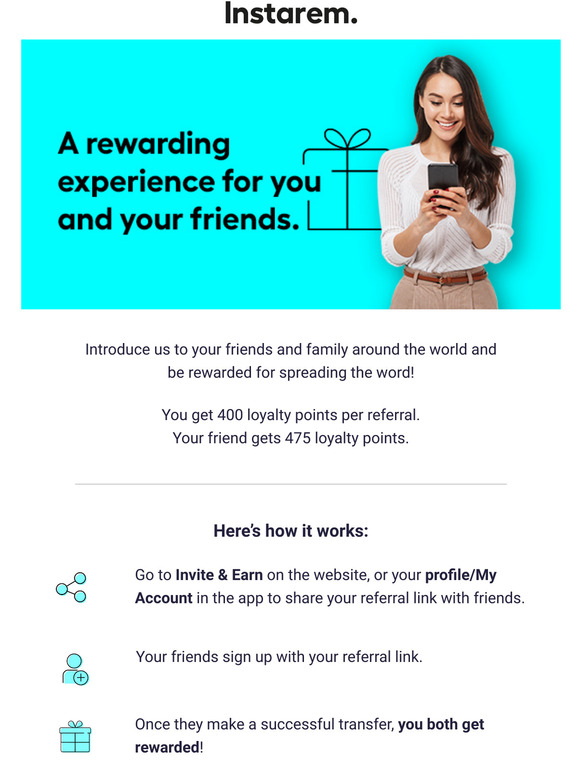 Refer a friend and get 400 InstaPoints for every referral