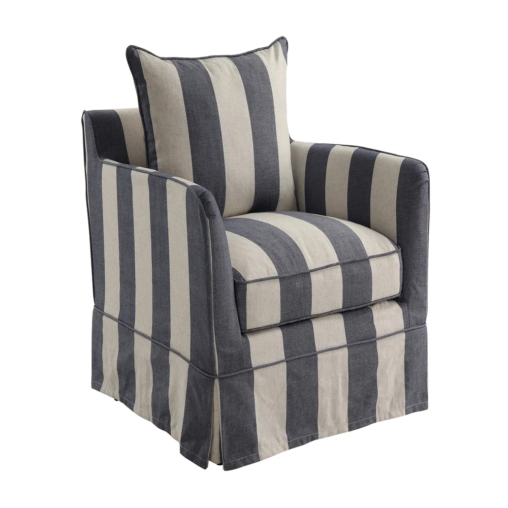 Image of Lauren Denim and Cream Striped Armchair