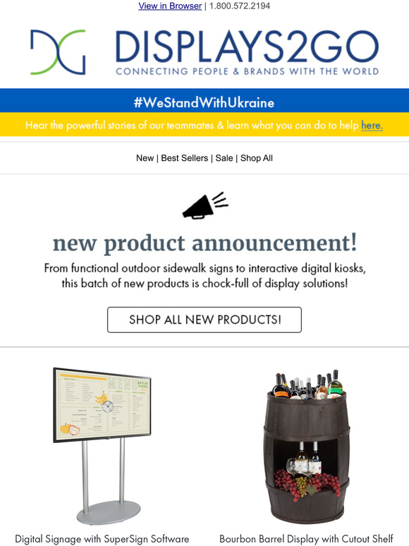 Displays2go New Product Announcement Digital Kiosks, Outdoor Signs