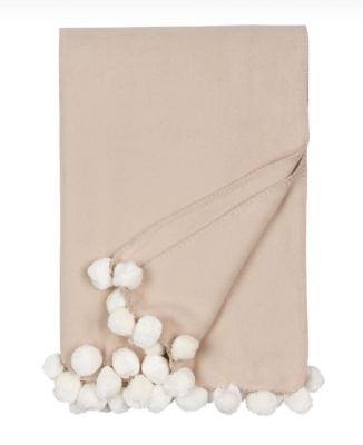 Luxxe Pom Pom Throw in Nude and Ivory