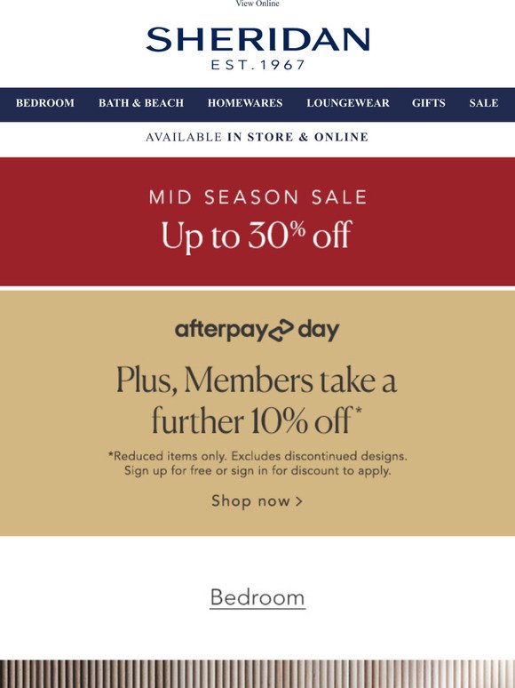 Afterpay day | Members take a further 10% off sale