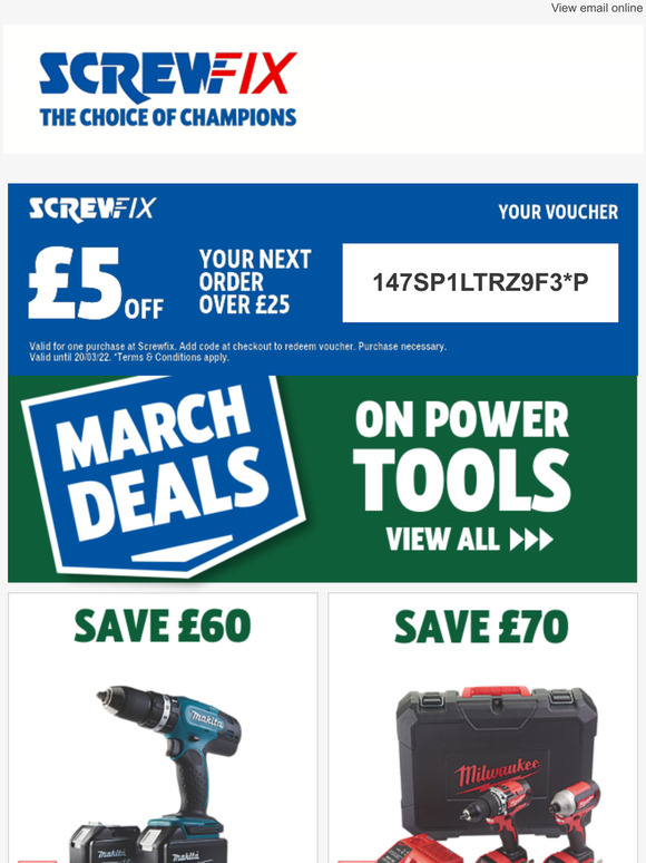 Screwfix Dont Your Voucher + DEALS on Kits & Twinpacks From