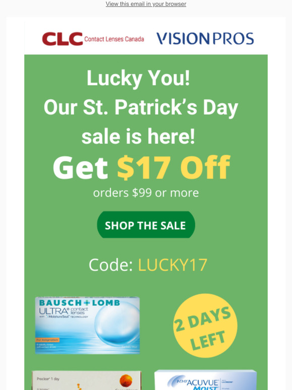 2 days left! $17 OFF all contacts orders $99+