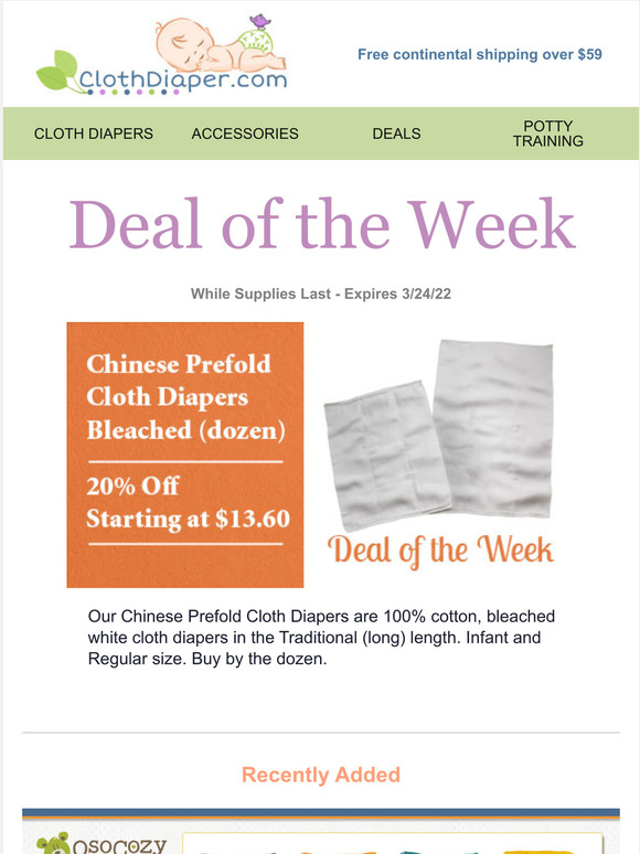 Deal of the Week: 20% Off OsoCozy Chinese Prefolds