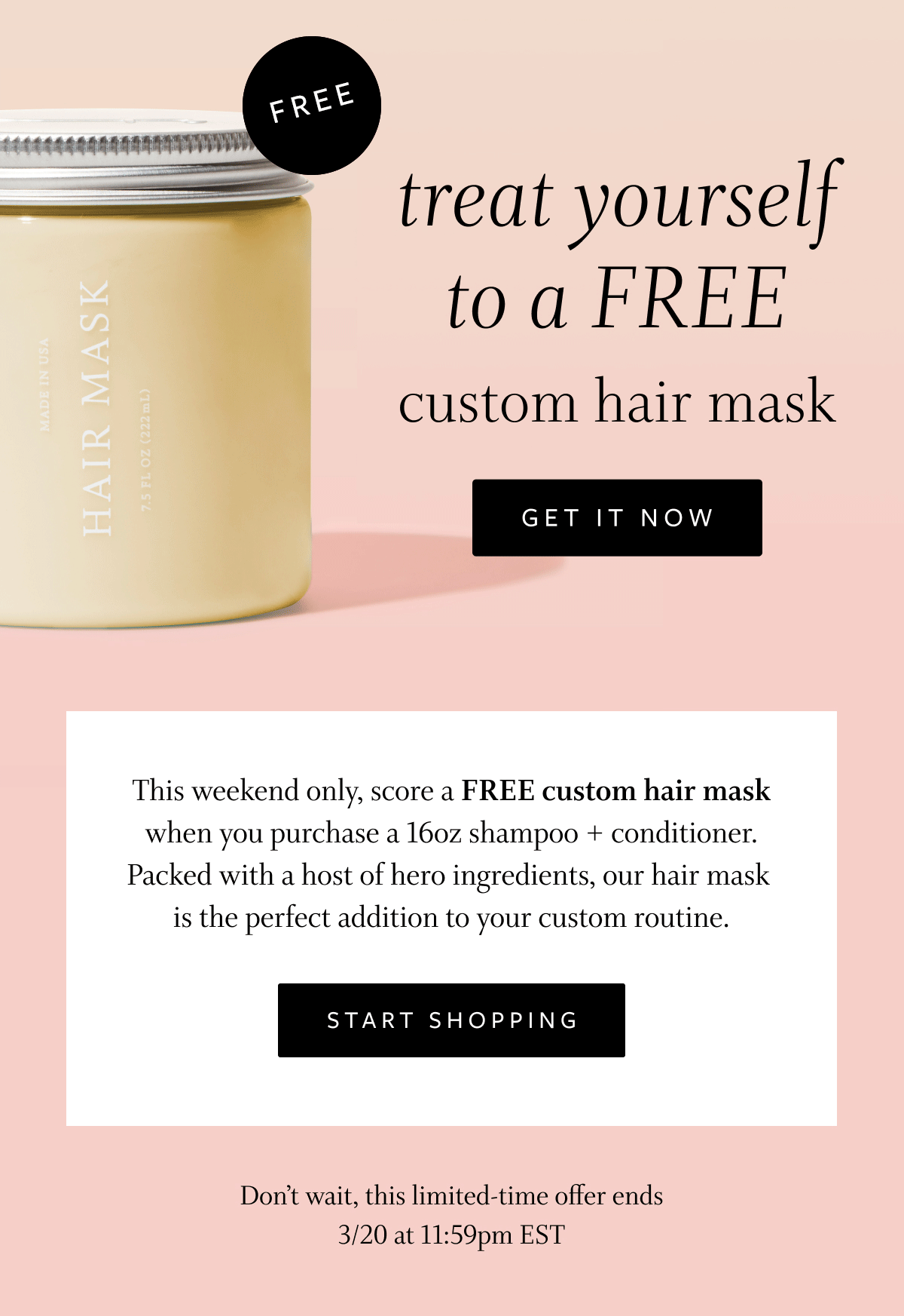 Function of Beauty Happening now FREE custom hair mask Milled