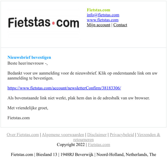Nieuwsbrief bevestigen