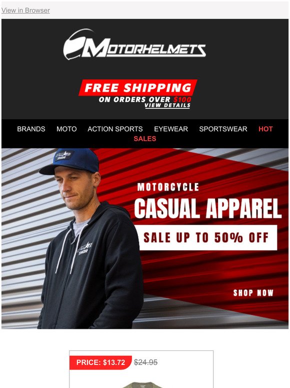 Motorcycle Lifestyle Apparel Sale, Up to 50% Off!