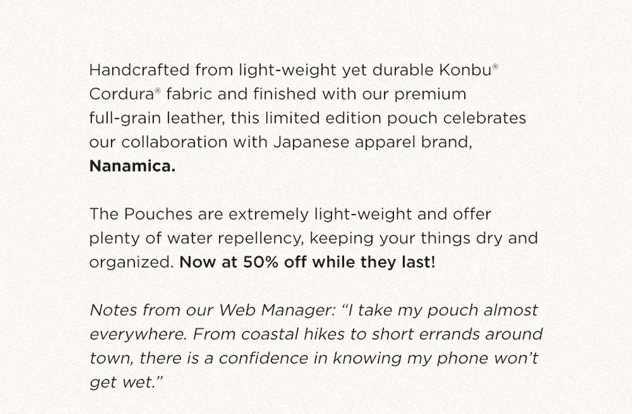 Tanner Goods TG + Nanamica Pouches Milled