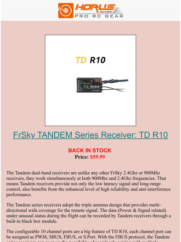FrSky TD R10 Dual-Band Receiver back in stock now!!!