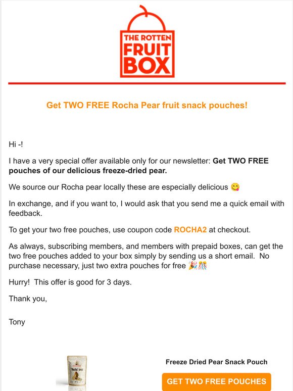 [EXCLUSIVE OFFER] Get TWO FREE Rocha Pear Pouches! 