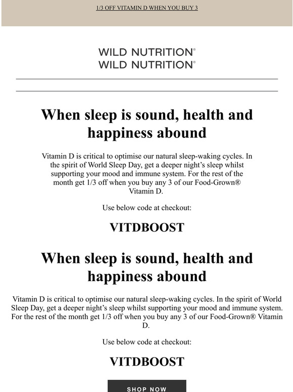 Wild Nutrition UK did you know that vitamin D helps with sleep? Milled